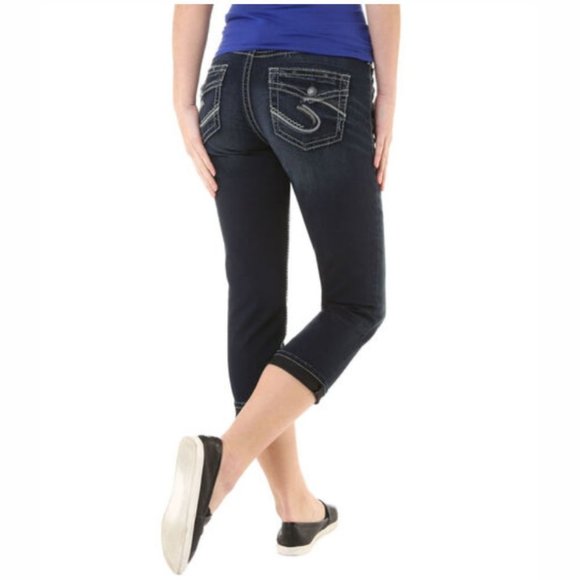 Silver Suki Women's Jeans Size 29 Mid Rise Capri Dark Wash - Picture 1 of 8